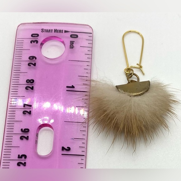 Pink/Cream Faux-Fur Gold Dangle Earring Set (2) Boho-chic Classic Preppy Party - Picture 8 of 9